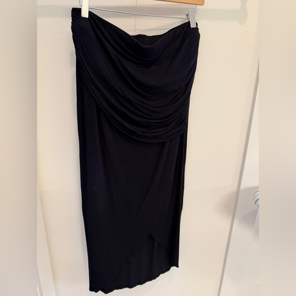 CAbi Black Ruched Faux Wrap Maxi Skirt - Picture 3 of 10